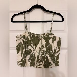 Abercrombie & Fitch Green and Cream Leaf Print Top